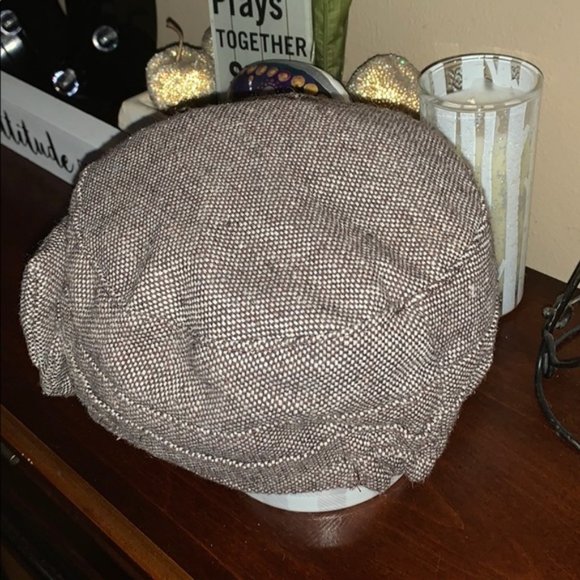 D&Y brown tweed Newsboy Cap Hat with Bow